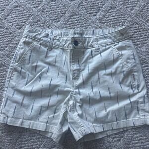 ANA Women Size 6 Blue Cream Mid-Rise Twill 5" Shorts EUC